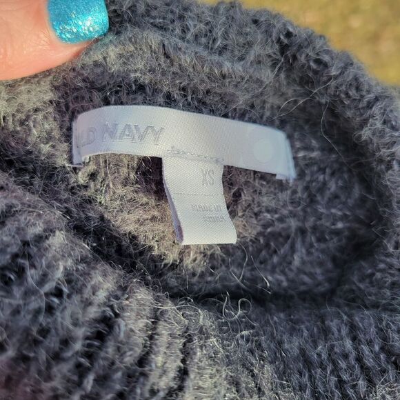 Old Navy Gray Textured Knit Wool Mohair Blend Short Sleeve Turtleneck Size XS - Picture 11 of 14